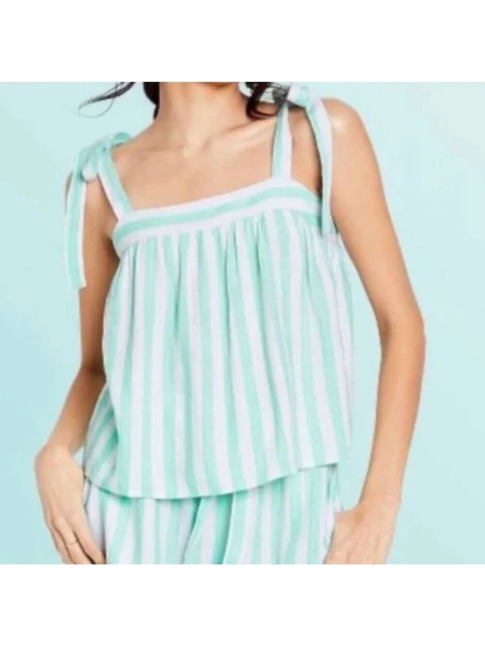 Stoney Clover Lane x Target Women's Mint Green & White Linen Striped Top Size XS
